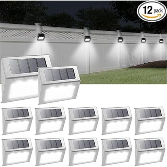 Solar Lights 12 Pack Solar Deck Lights Outdoor, Waterproof Fence Solar Lights - Picture 7 of 7